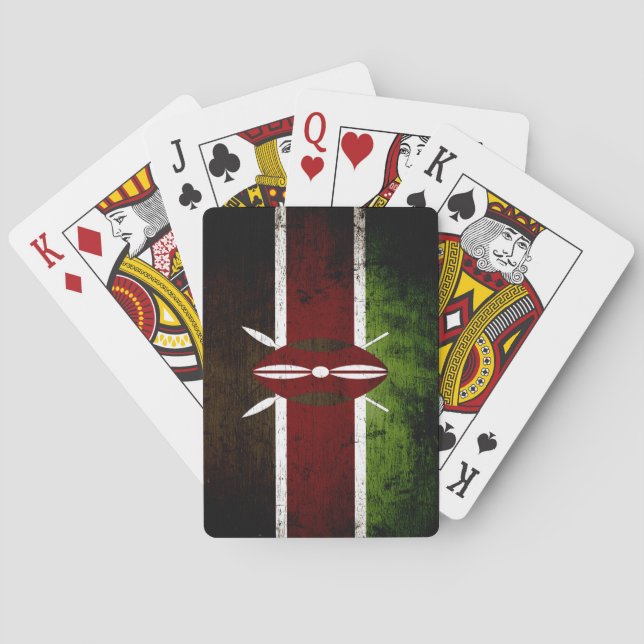 Black Grunge Kenya Flag Poker Cards (Back)