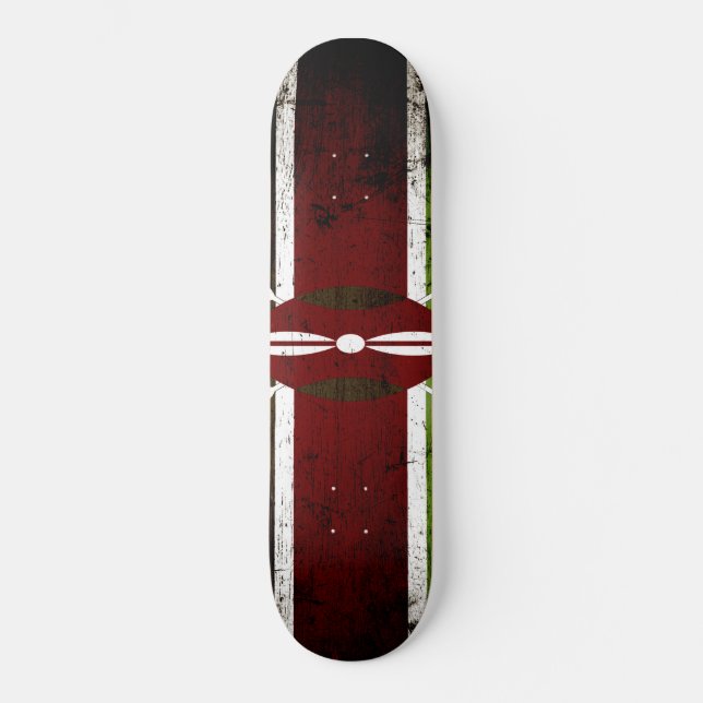 Black Grunge Kenya Flag Skateboard Deck (Front)