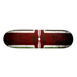 Black Grunge Kenya Flag Skateboard Deck