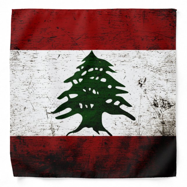 Black Grunge Lebanon Flag Bandana (Front)