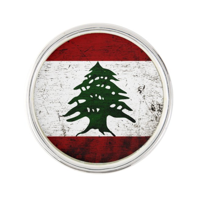 Black Grunge Lebanon Flag Lapel Pin (Front)