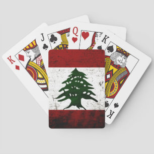 Black Grunge Lebanon Flag Poker Cards