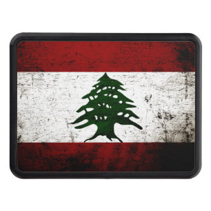 Black Grunge Lebanon Flag Tow Hitch Cover