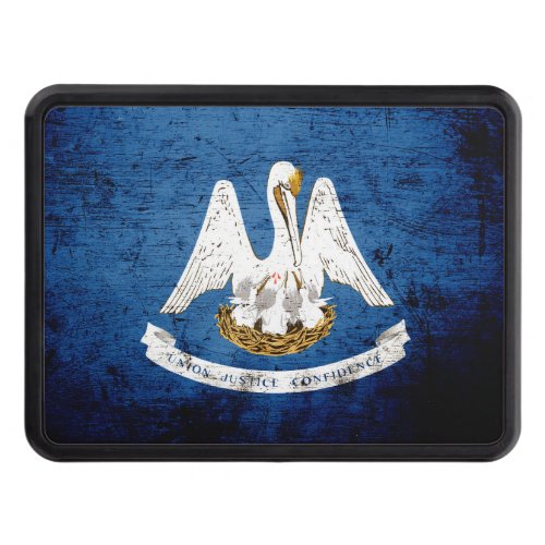 Black Grunge Louisiana State Flag Hitch Cover