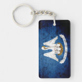 Louisiana State Flag Key Chain 2 Sided Key Ring