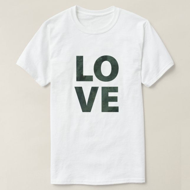 Black Grunge Love Valentine T-Shirt (Design Front)