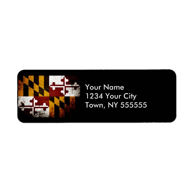 Black Grunge Maryland State Flag Label (Front)