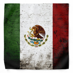 Black Grunge Mexico Flag Bandana
