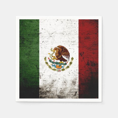 Black Grunge Mexico Flag Paper Napkins