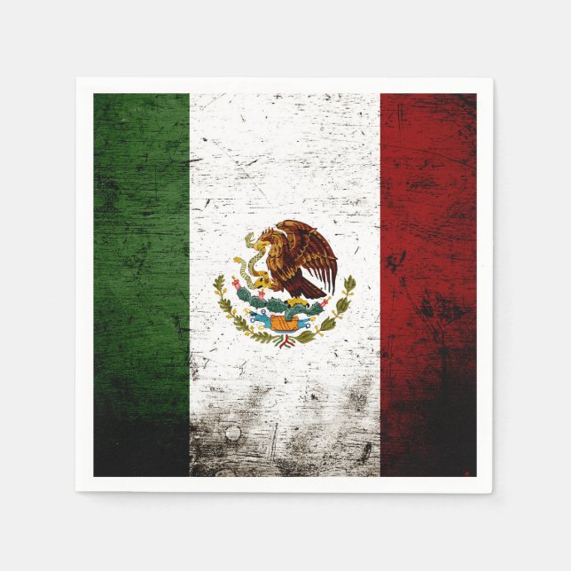 Black Grunge Mexico Flag Paper Napkins (Front)