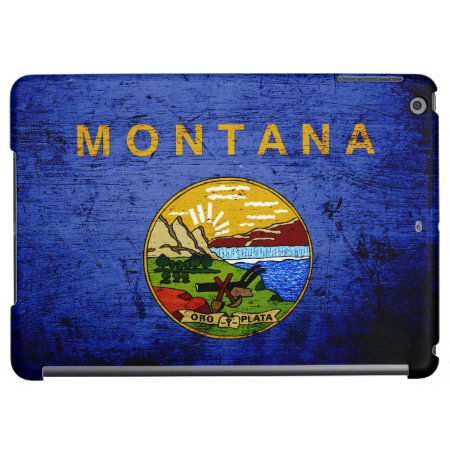 Black Grunge Montana State Flag Cover For Ipad Air