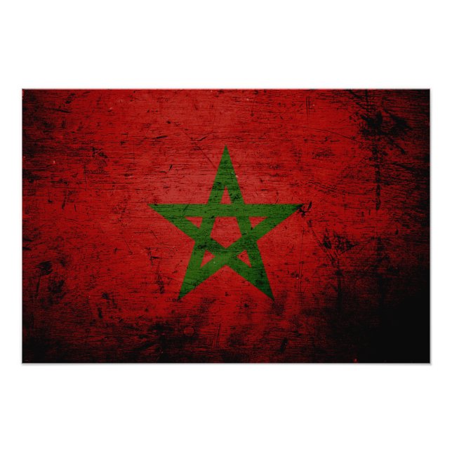 Black Grunge Morocco Flag Photo Print (Front)