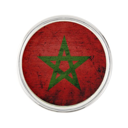 Black Grunge Morocco Flag Pin
