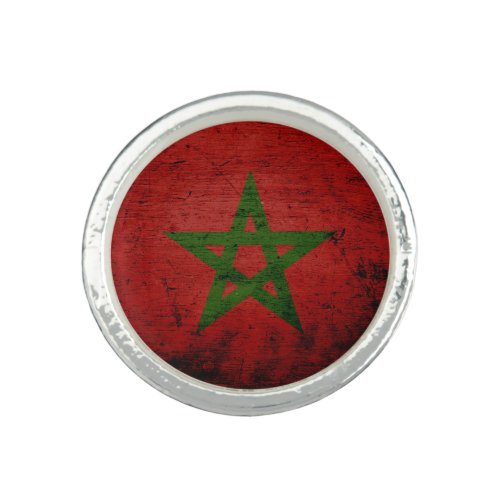 Black Grunge Morocco Flag Ring