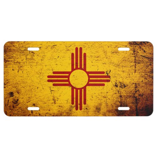 Black Grunge New Mexico State Flag 1 License Plate