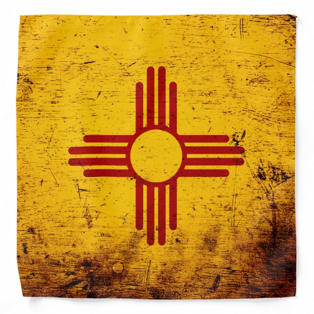 Black Grunge New Mexico State Flag Bandana (Front)