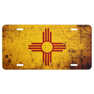 Black Grunge New Mexico State Flag License Plate