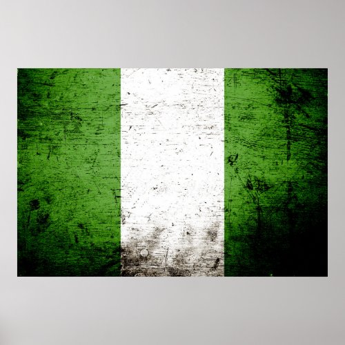 Black Grunge Nigeria Flag Poster