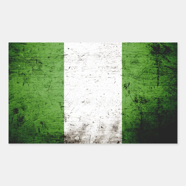Black Grunge Nigeria Flag Rectangular Sticker (Front)