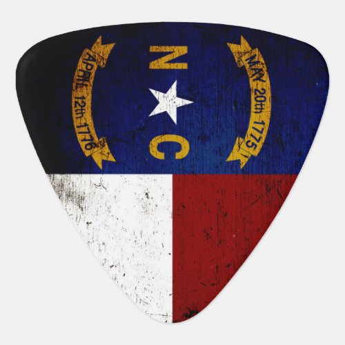 Black Grunge North Carolina  State Flag Guitar Pick