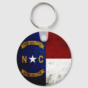 Black Grunge North Carolina State Flag Keychain