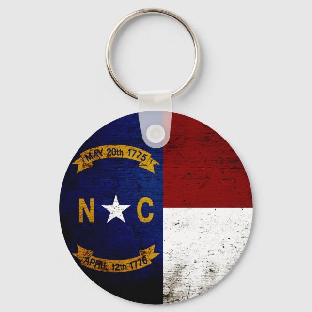 Black Grunge North Carolina  State Flag Keychain (Front)