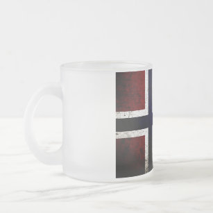 Black Grunge Norway Flag Frosted Glass Coffee Mug