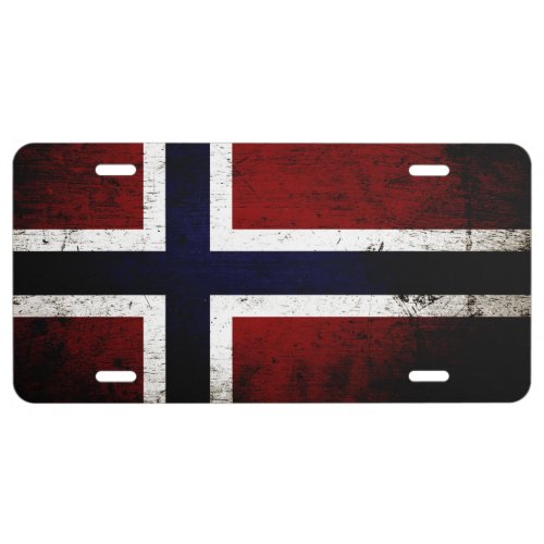 Black Grunge Norway Flag License Plate