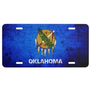 Black Grunge Oklahoma State Flag License Plate