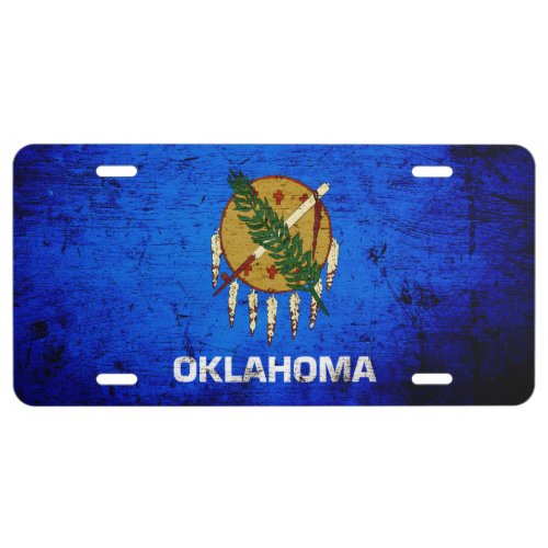 Black Grunge Oklahoma State Flag License Plate