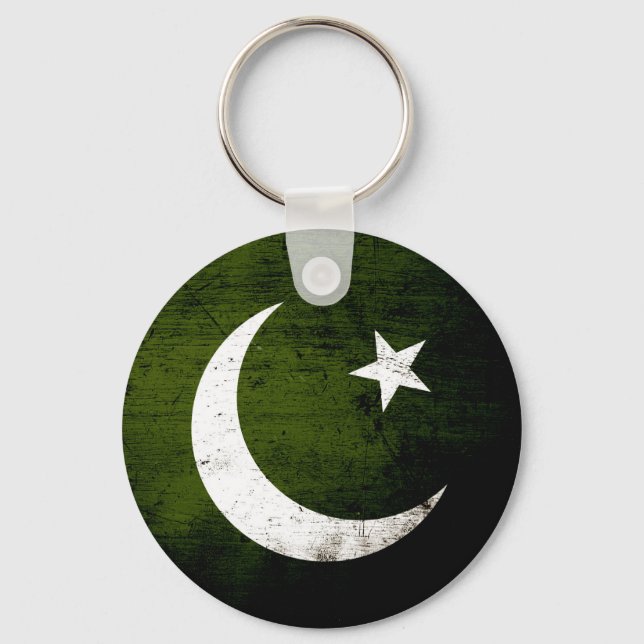 Black Grunge Pakistan Flag Keychain (Front)