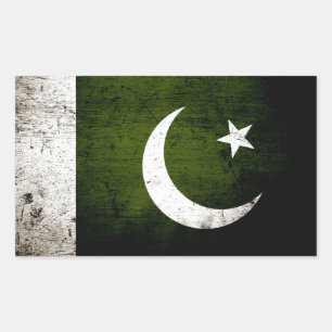 Black Grunge Pakistan Flag Rectangular Sticker