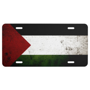 Black Grunge Palestine Flag License Plate