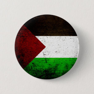 Black Grunge Palestine Flag Pinback Button