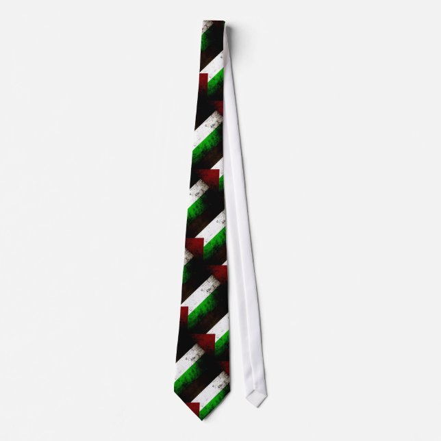 Black Grunge Palestine Flag Tie (Front)