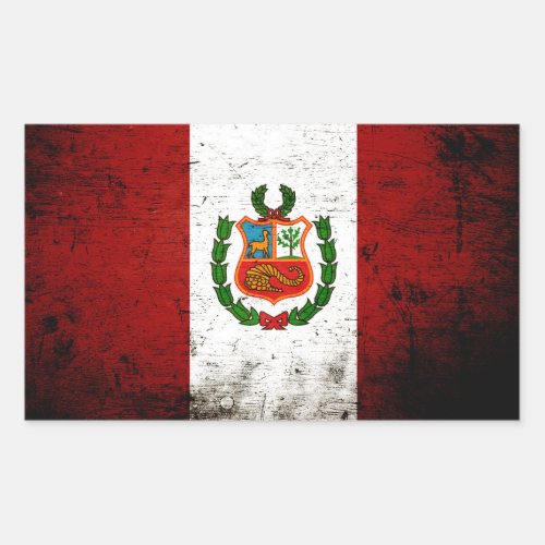 Black Grunge Peru Flag Rectangular Sticker