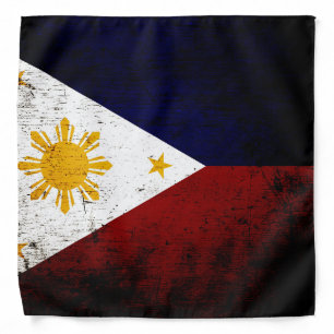 Black Grunge Philippines Flag Bandana