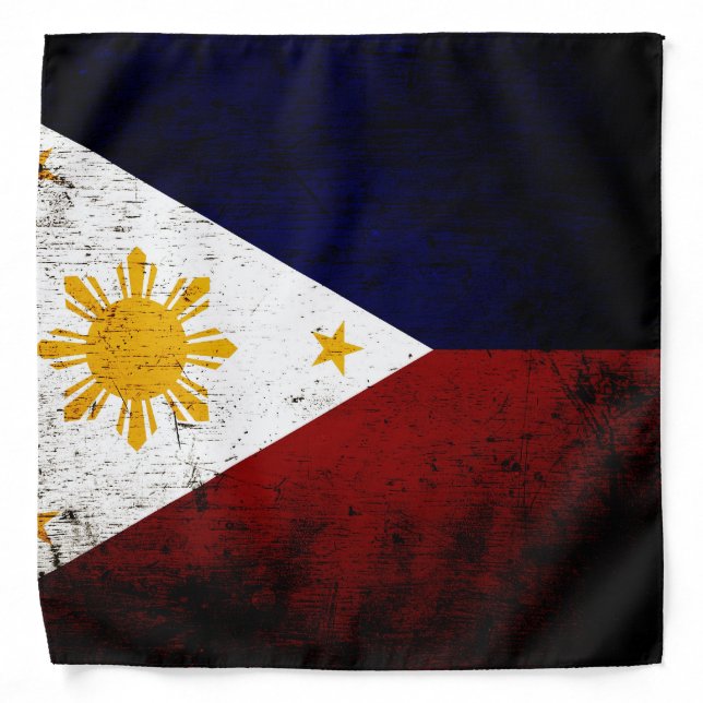 Black Grunge Philippines Flag Bandana (Front)