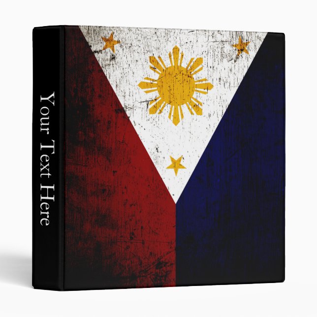Black Grunge Philippines Flag Binder (Front/Spine)
