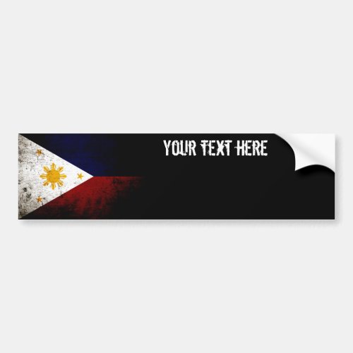 Black Grunge Philippines Flag Bumper Sticker