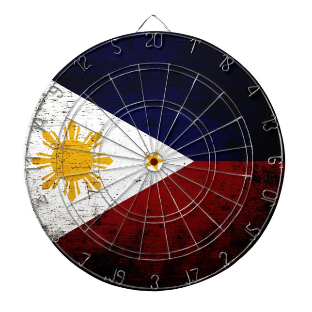 Black Grunge Philippines Flag Dart Board (Front)
