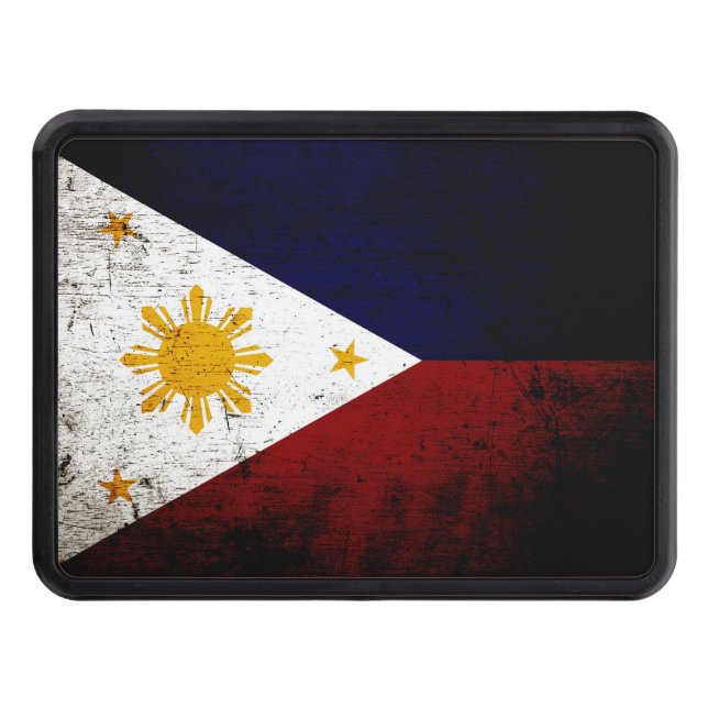 Black Grunge Philippines Flag Hitch Cover (Front)