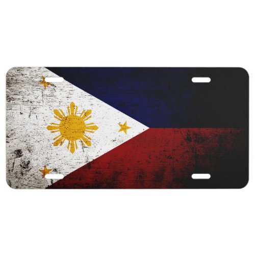 Black Grunge Philippines Flag License Plate