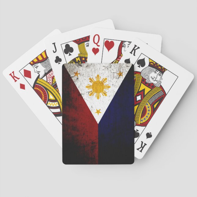 Black Grunge Philippines Flag Poker Cards (Back)