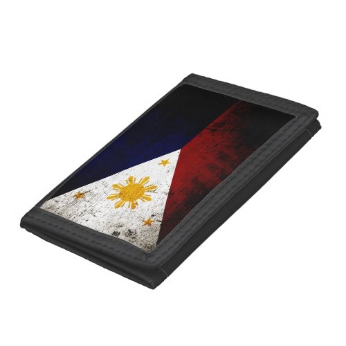 Black Grunge Philippines Flag Trifold Wallet