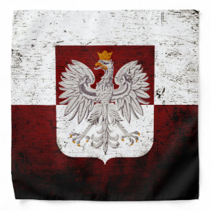 Black Grunge Poland Flag Bandana