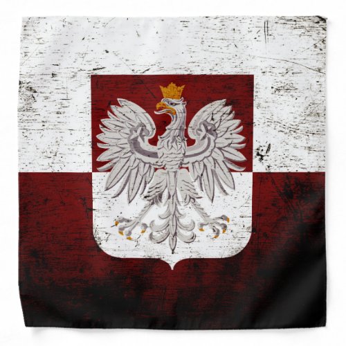 Black Grunge Poland Flag Bandana