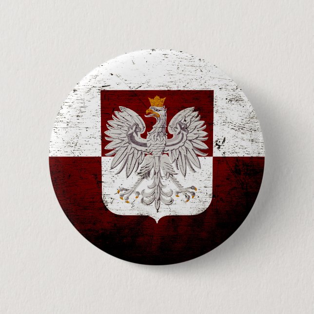 Black Grunge Poland Flag Button (Front)