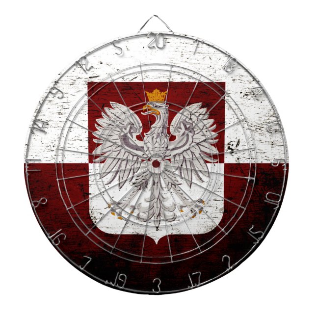 Black Grunge Poland Flag Dart Board (Front)