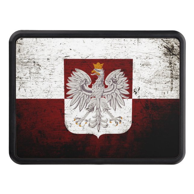 Black Grunge Poland Flag Hitch Cover (Front)